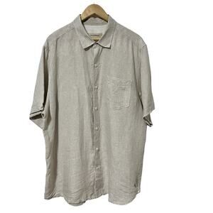 Tommy Bahama Men's Linen Button‎ Down Shirt Size XL Beige Neutral Beach Travel